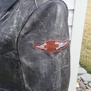 Harley Davidson distressed leather Jacket. Size M